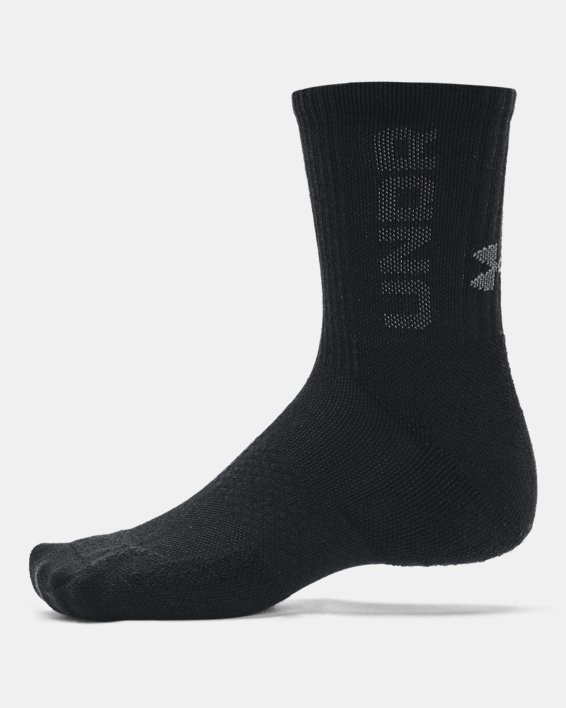 Unisex UA 3-Maker 3-Pack Mid-Crew Socks, Black, pdpMainDesktop image number 3